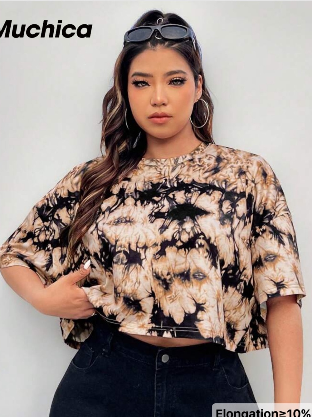Muchica SHEIN Women's Tie Dye Print Cropped T-Shirt SZ 4X